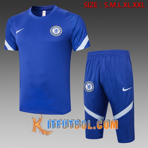 Camisetas de entrenamiento FC Chelsea + Pantalones 3/4 Azul 20/21