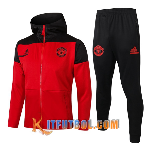 Nueva Chandal Futbol - Chaqueta con capucha + Pantalones Manchester United Roja 20/21