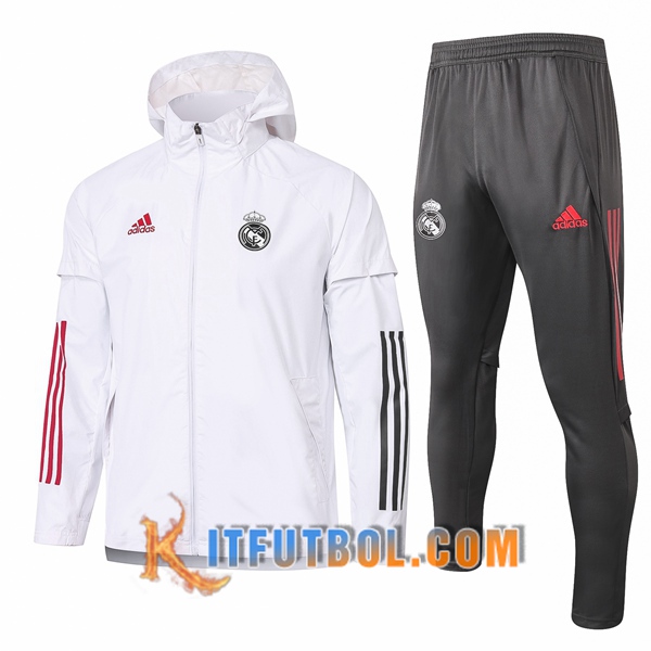 Nueva Chandal Futbol - Rompevientos + Pantalones Real Madrid Blanco 20/21