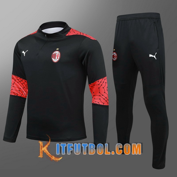 Nueva Chandal Futbol Milan AC Ninos Negro 20/21