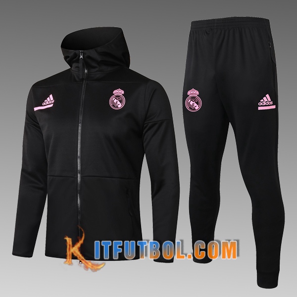 Nueva Chandal Futbol - Chaqueta Con Capucha Real Madrid Ninos Negro 20/21