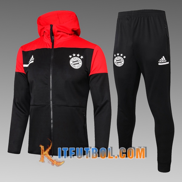 Nueva Chandal Futbol - Chaqueta Con Capucha Bayern Munich Ninos Negro 20/21