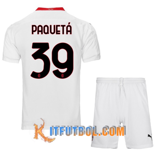 Camisetas Personalizadas Futbol Milan AC (PAQUETA 39) Ninos Segunda 20/21