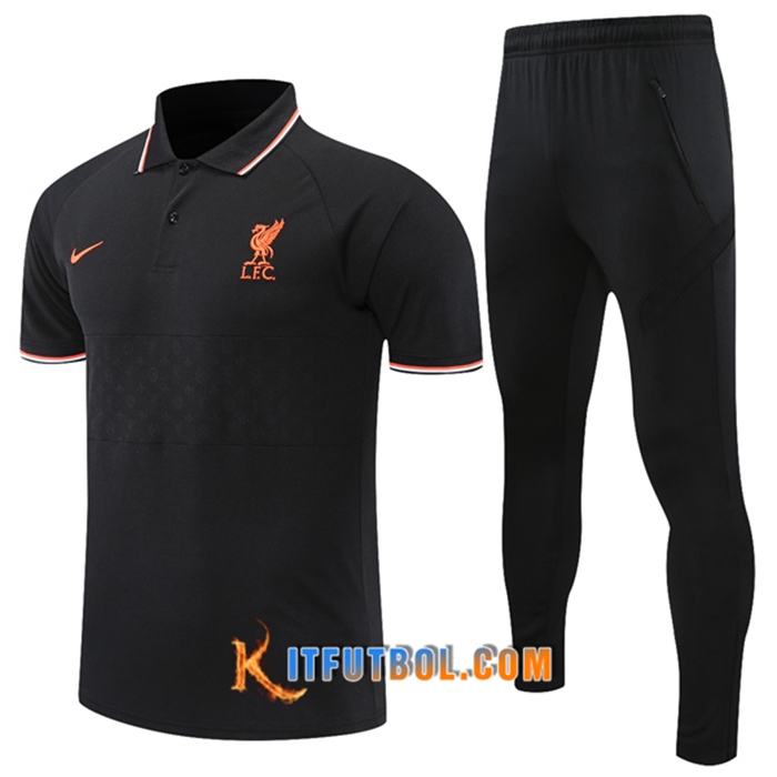 Camiseta Polo FC Liverpool + Pantalones Negro/Blancaa/Rojo 2021/2022