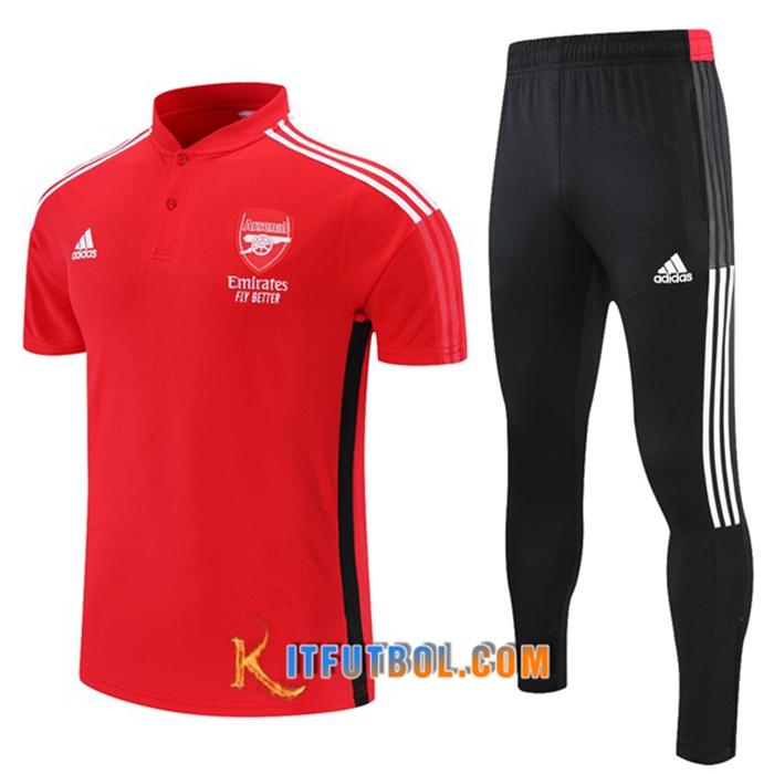 Camiseta Polo FC Arsenal + Pantalones Negro/Blancaa/Rojo 2021/2022