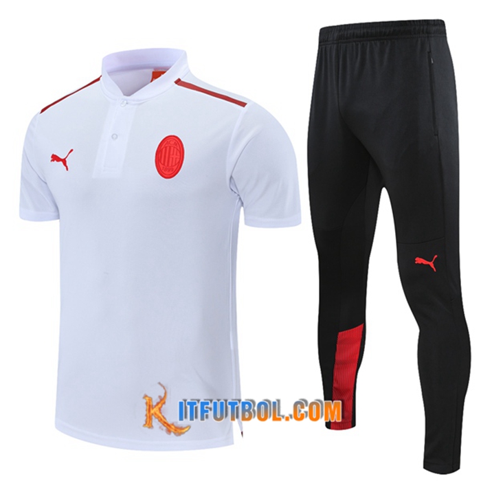 Camiseta Polo AC Milan + Pantalones Blancaa/Rojo 2021/2022 -01