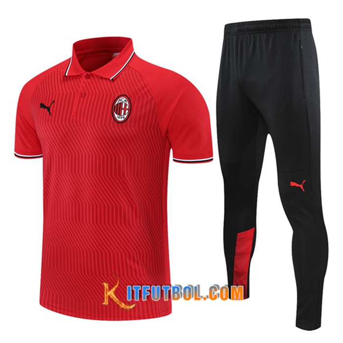 Camiseta Polo AC Milan + Pantalones Rojo 2021/2022 -01