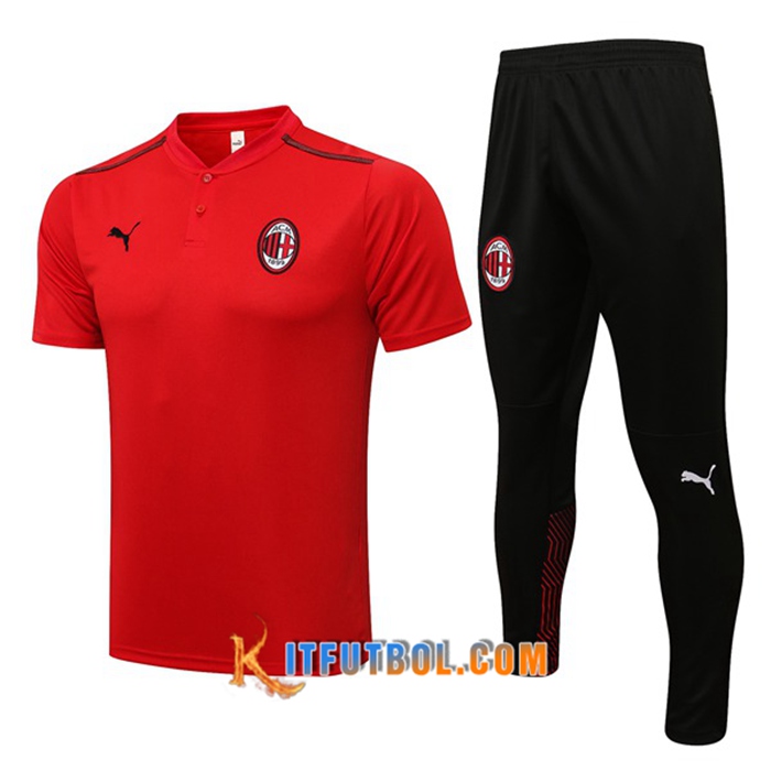 Camiseta Polo AC Milan + Pantalones Rojo/Negro 2021/2022