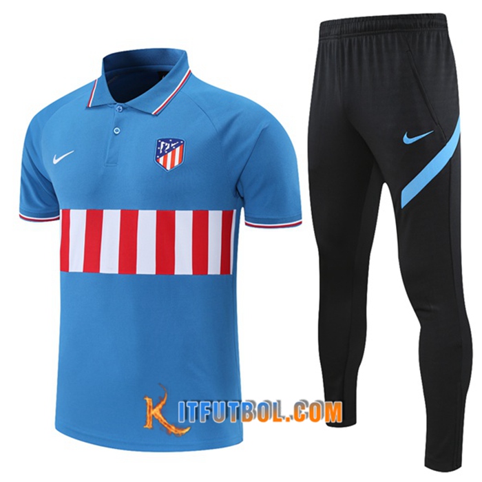 Camiseta Polo Atletico Madrid + Pantalones Azul/Rojo/Blancaa 2021/2022