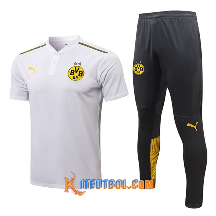 Camiseta Polo Dortmund BVB + Pantalones Blancaa/Gris 2021/2022