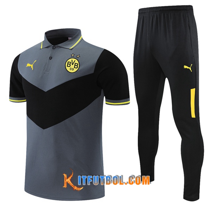 Camiseta Polo Dortmund BVB + Pantalones Negro/Gris 2021/2022