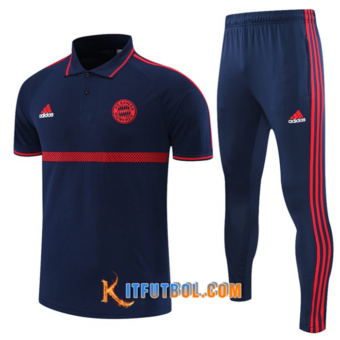 Camiseta Polo Bayern Munich + Pantalones Azul Marino/Rojo 2021/2022