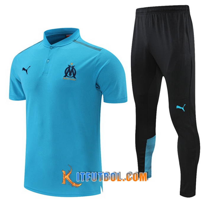 Camiseta Polo Marsella OM + Pantalones Gris /Azul 2021/2022