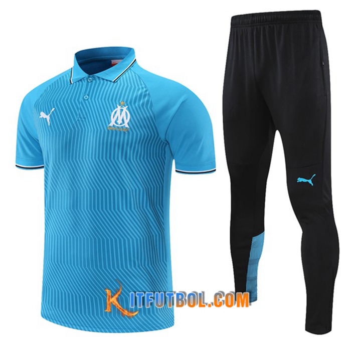 Camiseta Polo Marsella OM + Pantalones Azul/Gris 2021/2022