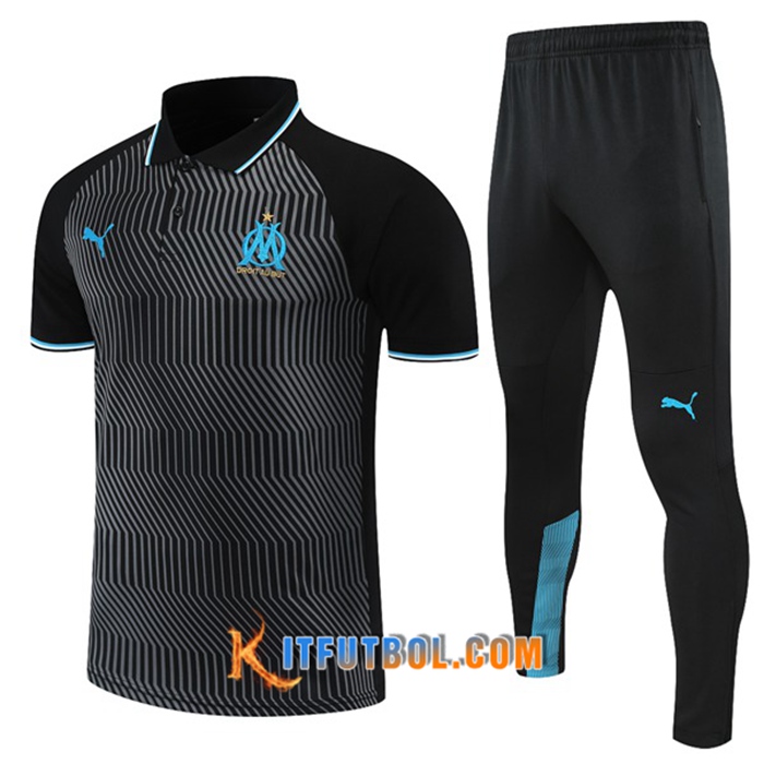 Camiseta Polo Marsella OM + Pantalones Gris /Negro 2021/2022