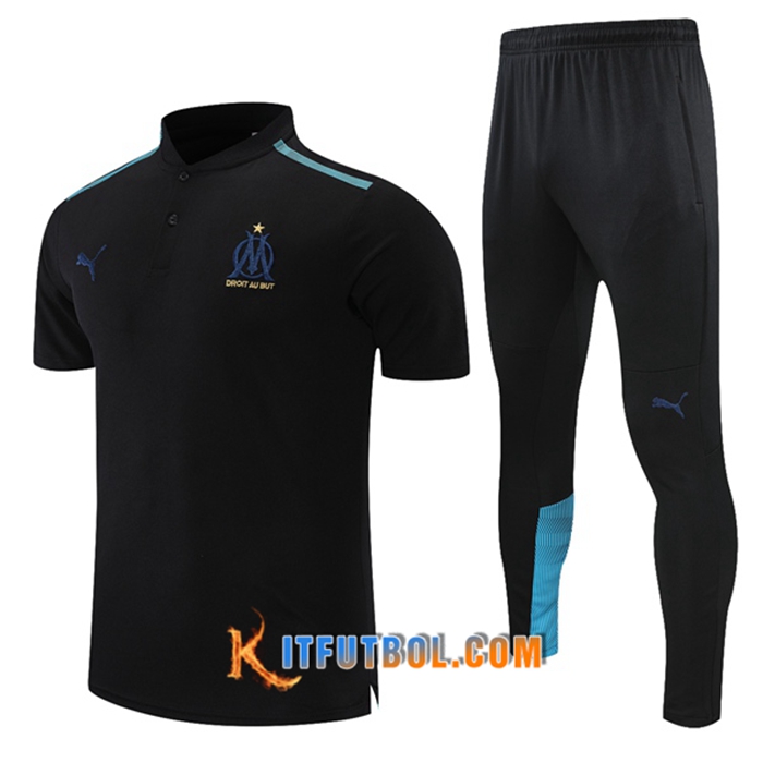 Camiseta Polo Marsella OM + Pantalones Negro/Azul 2021/2022