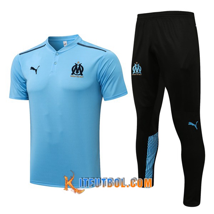Camiseta Polo Marsella OM + Pantalones Gris /Negro 2021/2022 -01