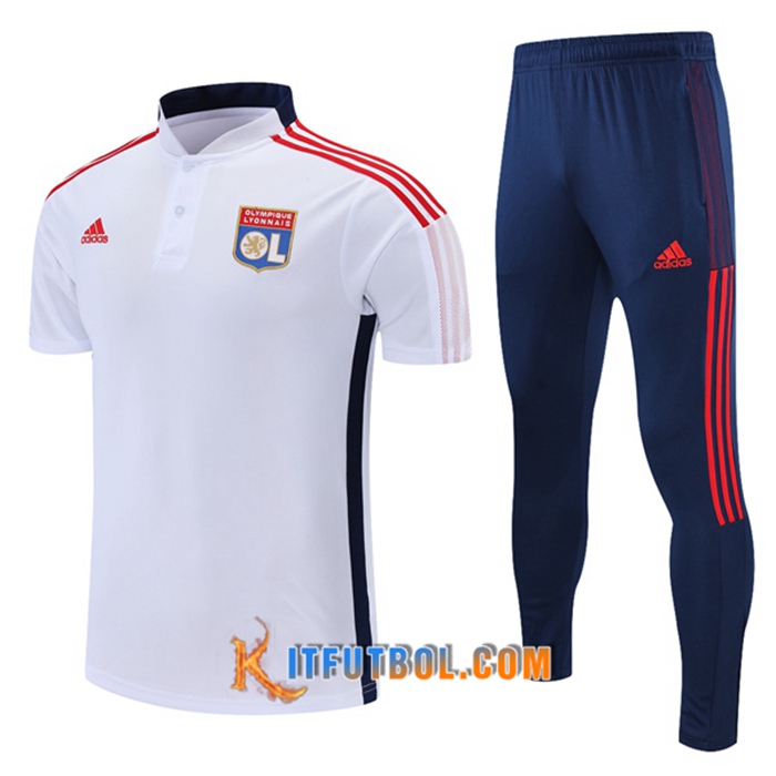 Camiseta Polo Lyon OL + Pantalones Blancaa/Azul Marino 2021/2022