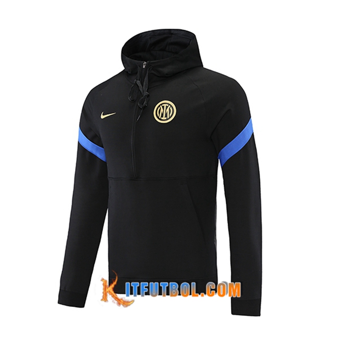 Sudadera De Entrenamiento Con Capucha Inter Milan Negro/Azul 2021/2022