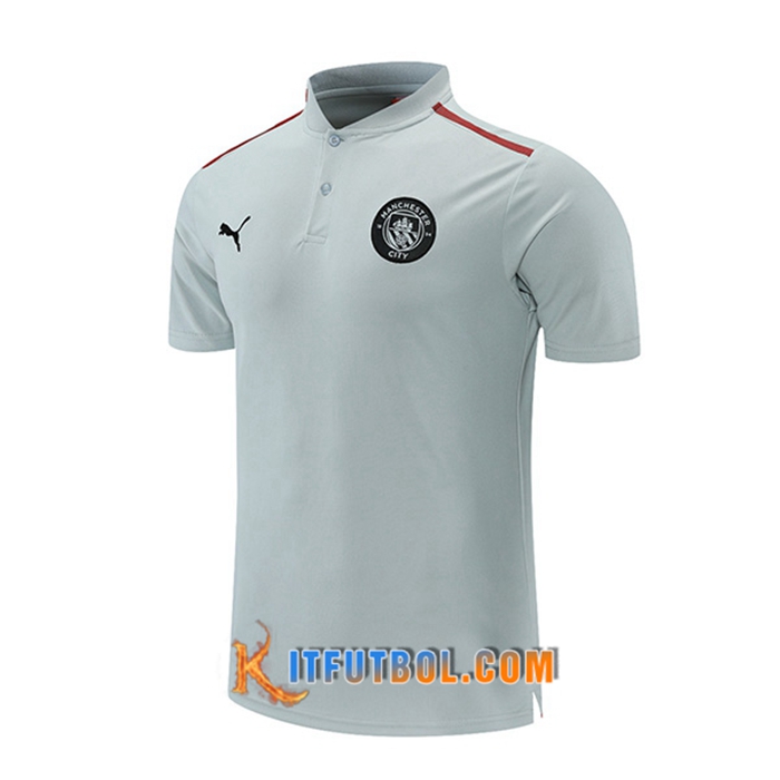 Camiseta Polo Manchester City Gris /Rojo 2021/2022