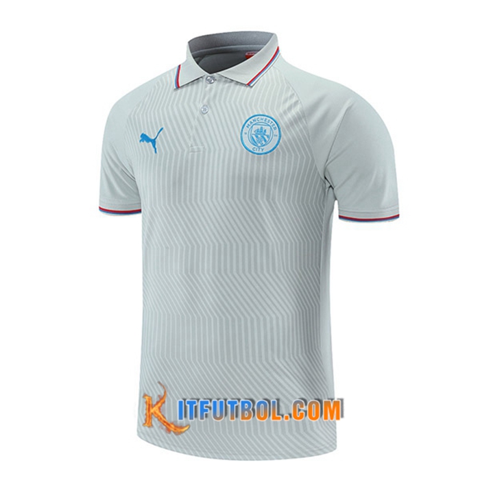 Camiseta Polo Manchester City Rojo/Gris 2021/2022