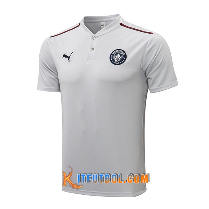 Camiseta Polo Manchester City Gris /Negro 2021/2022