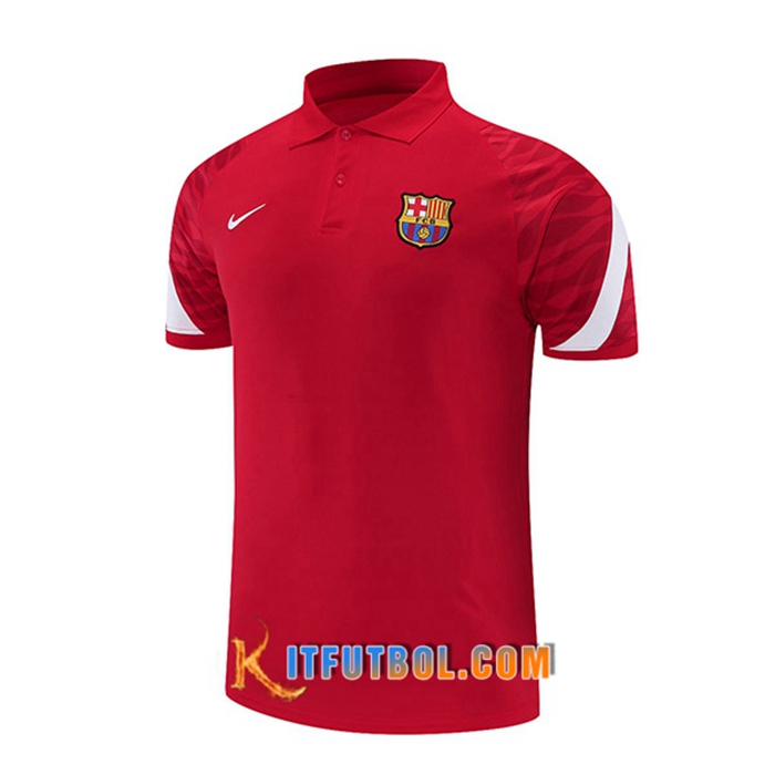 Camiseta Polo FC Barcelona Blancaa/Rojo 2021/2022