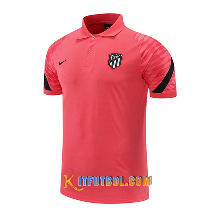 Camiseta Polo Atletico Madrid Negro/Rojo 2021/2022