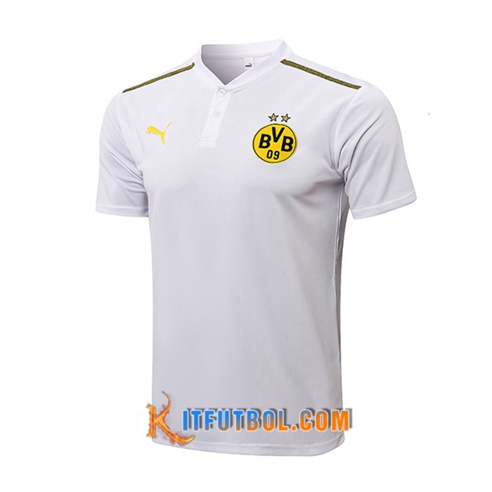 Camiseta Polo Dortmund BVB Blancaa/Gris 2021/2022