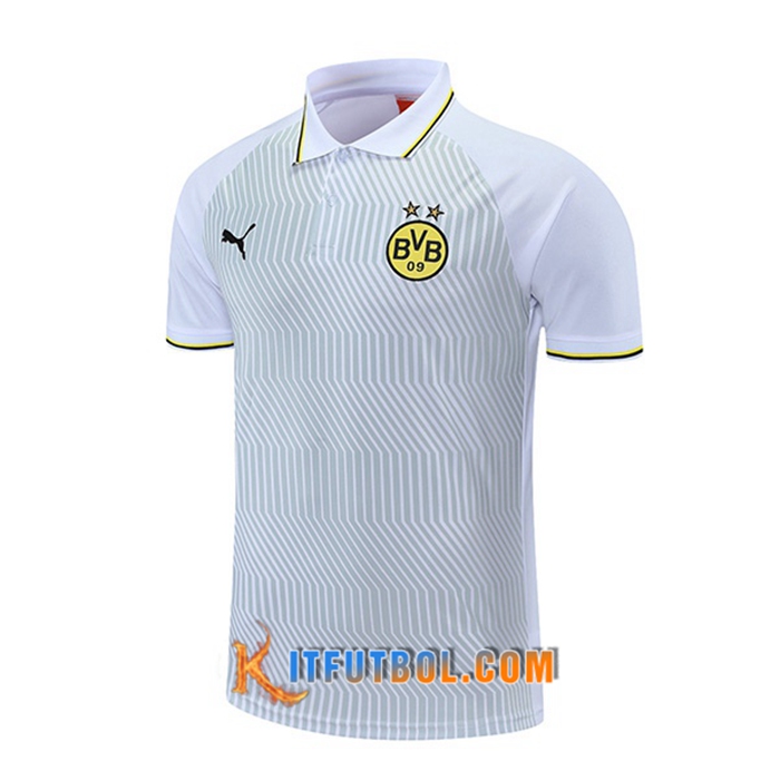 Camiseta Polo Dortmund BVB Blancaa/Gris/Amarillo 2021/2022