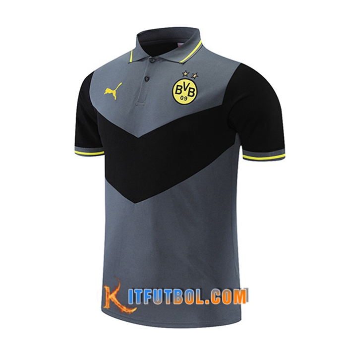 Camiseta Polo Dortmund BVB Negro/Gris 2021/2022