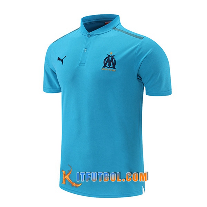 Camiseta Polo Marsella OM Gris /Azul 2021/2022