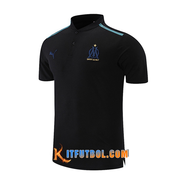 Camiseta Polo Marsella OM Negro/Azul 2021/2022