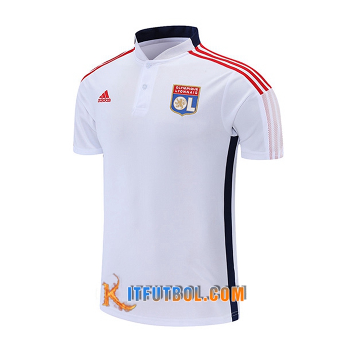 Camiseta Polo Lyon OL Blancaa/Azul Marino 2021/2022