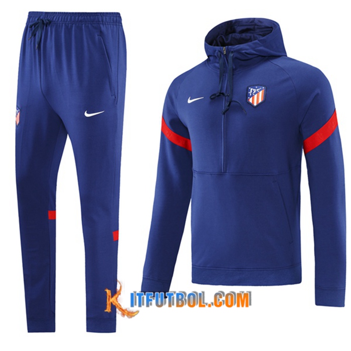 Chaqueta Con Capucha Chandal Atletico Madrid Azul/Rojo 2021/2022