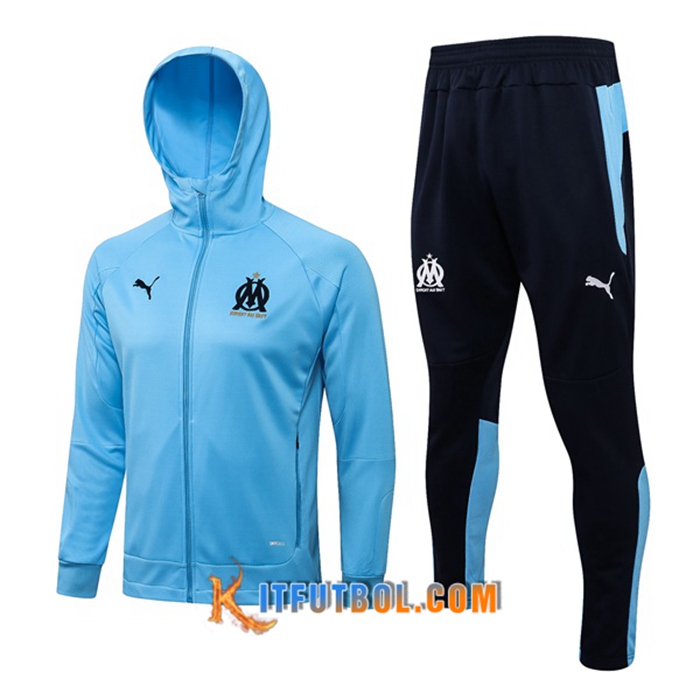 Chaqueta Con Capucha Chandal Marsella OM Azul 2021/2022