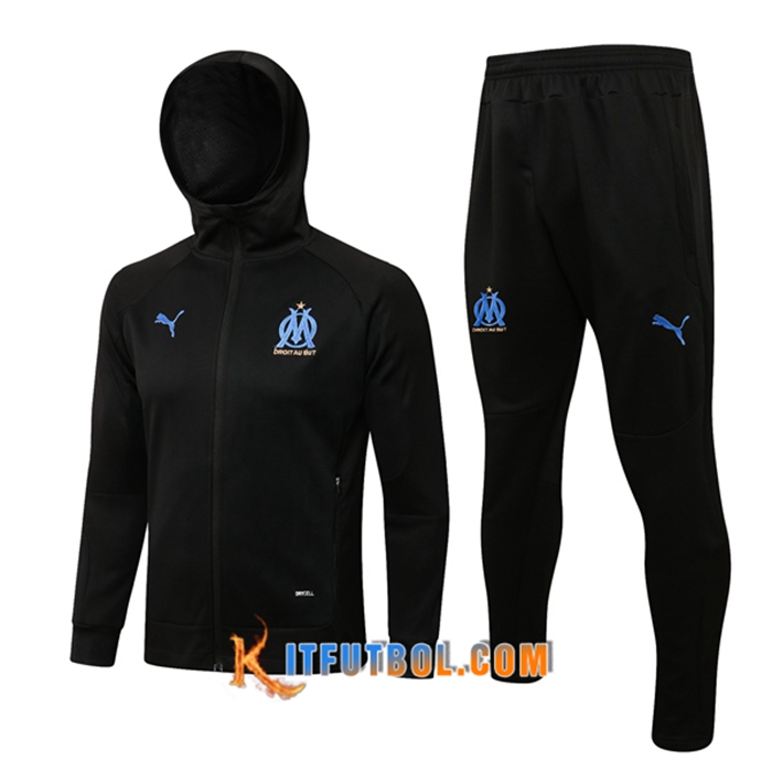 Chaqueta Con Capucha Chandal Marsella OM Negro 2021/2022