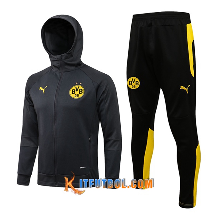 Chaqueta Con Capucha Chandal Dortmund BVB Gris 2021/2022