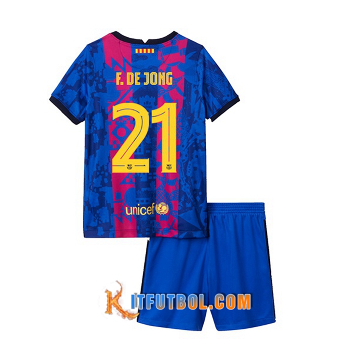 Camiseta FC Barcelona (F.DE JONG 21) Ninos Tercero 2021/2022