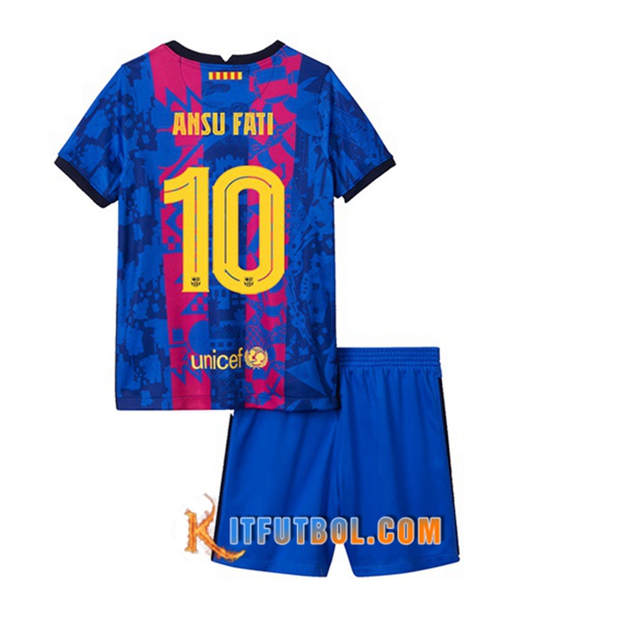 Camiseta FC Barcelona (Ansu Fati 10) Ninos Tercero 2021/2022
