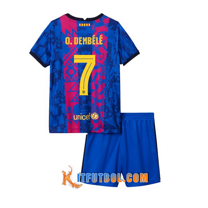 Camiseta FC Barcelona (Ousmane Dembele 7) Ninos Tercero 2021/2022