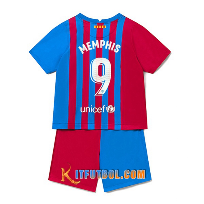 Camiseta FC Barcelona (Memphis 9) Ninos Titular 2021/2022