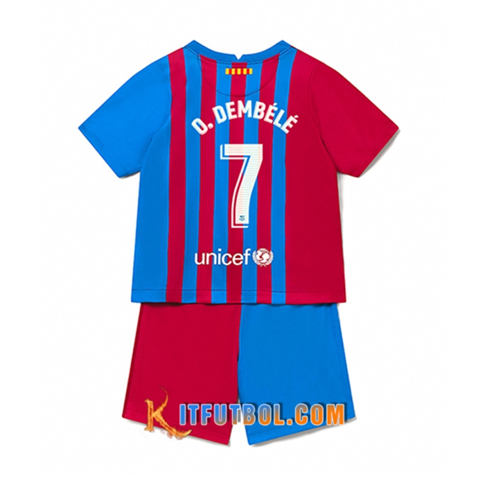 Camiseta FC Barcelona (Ousmane Dembele 7) Ninos Titular 2021/2022
