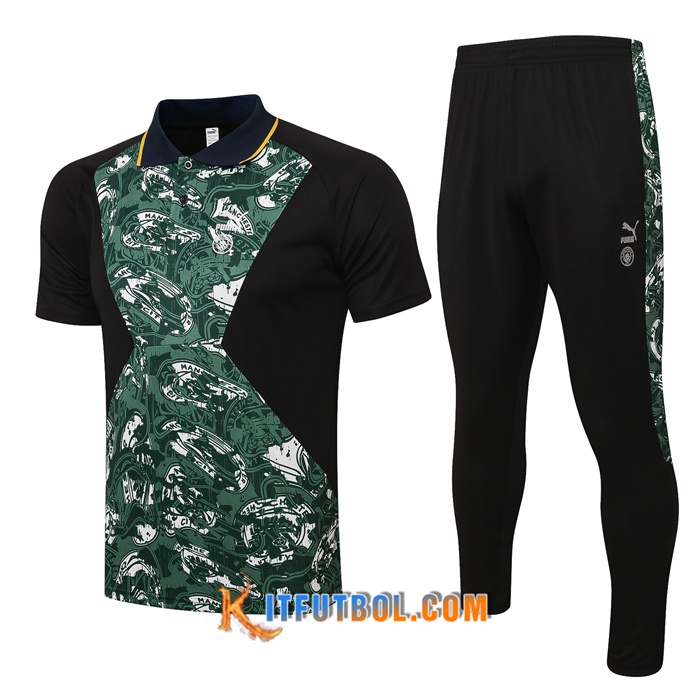 Camiseta Polo Manchester City + Pantalones Negro/Verde 2021/2022