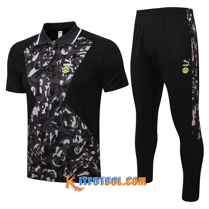 Camiseta Polo Dortmund BVB + Pantalones Blancaa/Negro 2021/2022