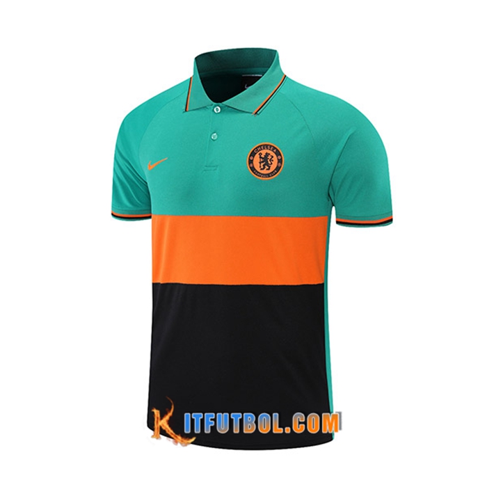 Camiseta Polo FC Chelsea Negro/Verde/Orange 2021/2022