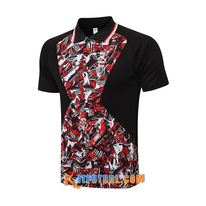 Camiseta Polo AC Milan Negro/Rojo 2021/2022
