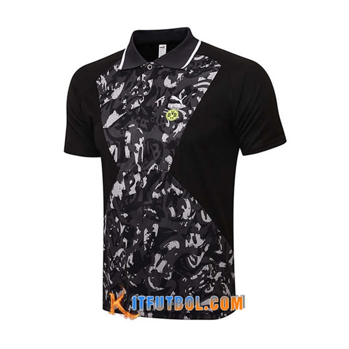 Camiseta Polo Dortmund BVB Blancaa/Negro 2021/2022