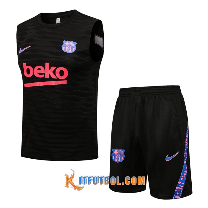 Camiseta Entrenamiento sin mangas FC Barcelona + Cortos Negro 2021/2022
