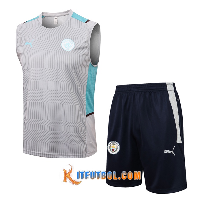 Camiseta Entrenamiento sin mangas Manchester City + Cortos Gris 2021/2022